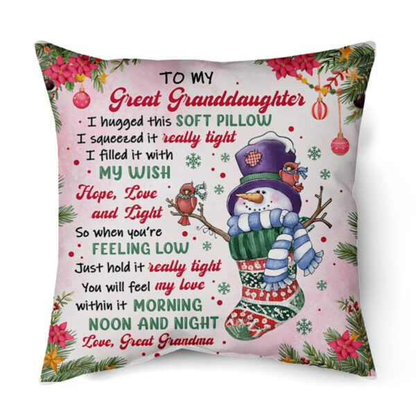 Gift for Great Granddaughter – Custom Indoor Pillow from Great Grandma, Birthday or Christmas Present