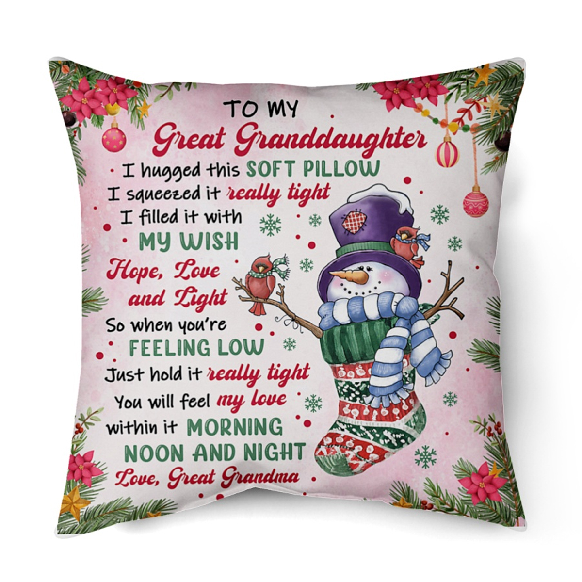 Gift for Great Granddaughter – Custom Indoor Pillow from Great Grandma, Birthday or Christmas Present Gift for Great Granddaughter – Custom Indoor Pillow from Great Grandma, Birthday or Christmas Present