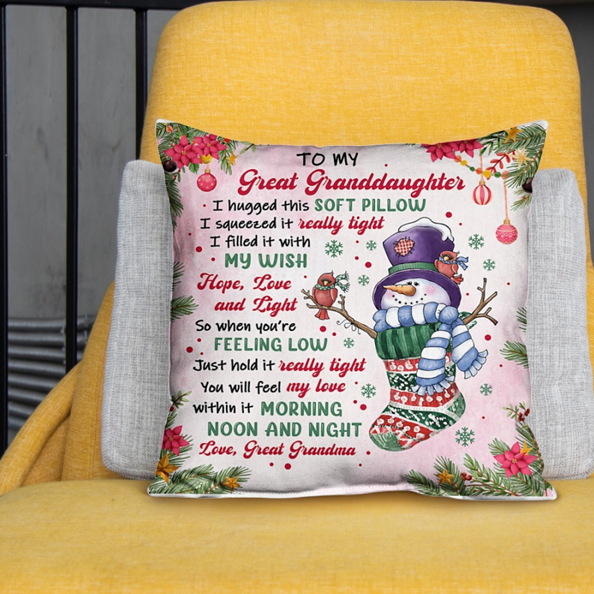 Gift for Great Granddaughter – Custom Indoor Pillow from Great Grandma, Birthday or Christmas Present Gift for Great Granddaughter – Custom Indoor Pillow from Great Grandma, Birthday or Christmas Present