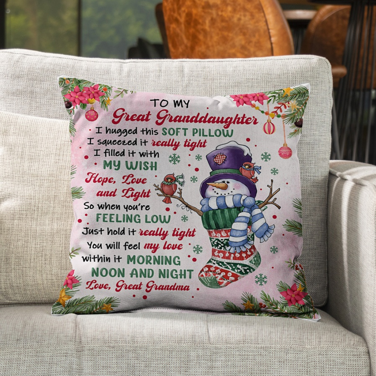 Gift for Great Granddaughter – Custom Indoor Pillow from Great Grandma, Birthday or Christmas Present Gift for Great Granddaughter – Custom Indoor Pillow from Great Grandma, Birthday or Christmas Present