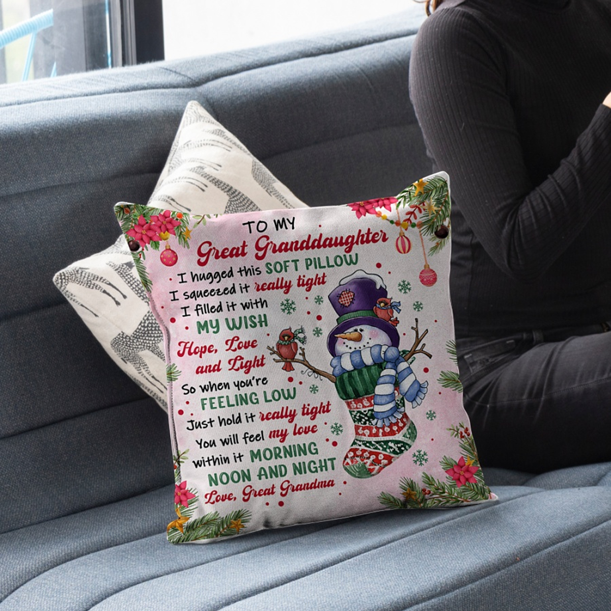 Gift for Great Granddaughter – Custom Indoor Pillow from Great Grandma, Birthday or Christmas Present Gift for Great Granddaughter – Custom Indoor Pillow from Great Grandma, Birthday or Christmas Present