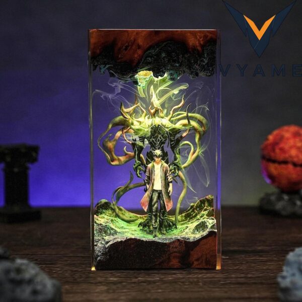 Sung Jinwoo & Beru Epoxy Resin Lamp – Handmade Solo Leveling Night Light, Custom Anime Home Decor