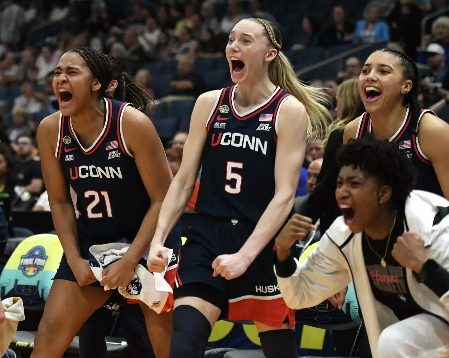 Paige Bueckers won her first title in her final year at UConn, like fellow Husky great Rebecca Lobo. "It means so much because of all the trials and tribulations she's had along the way," Lobo said. Nathan Ray Seebeck-Imagn Images