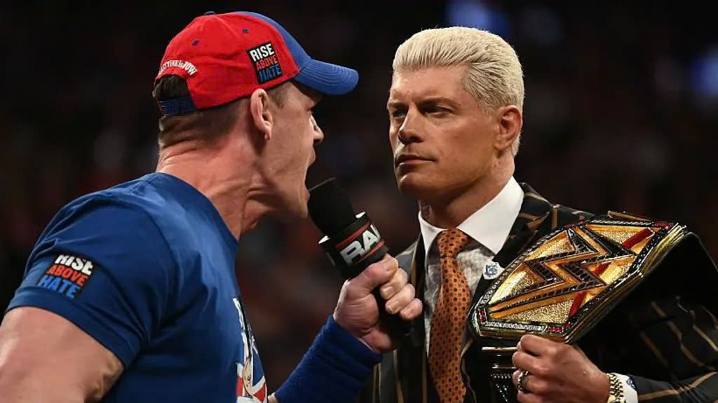 John Cena (left) will face off against Cody Rhodes in an attempt to become WWE's only recognised 17-time world champion