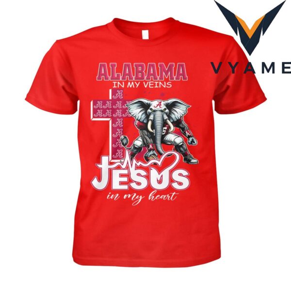 Alabama in my veins Jesus in my heart mascot shirt
