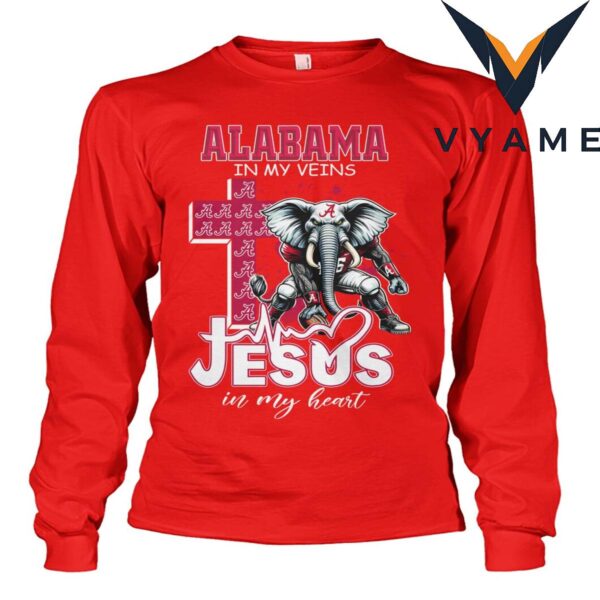 Alabama in my veins Jesus in my heart mascot shirt