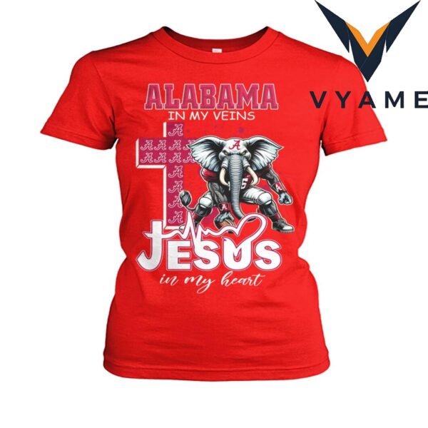 Alabama in my veins Jesus in my heart mascot shirt