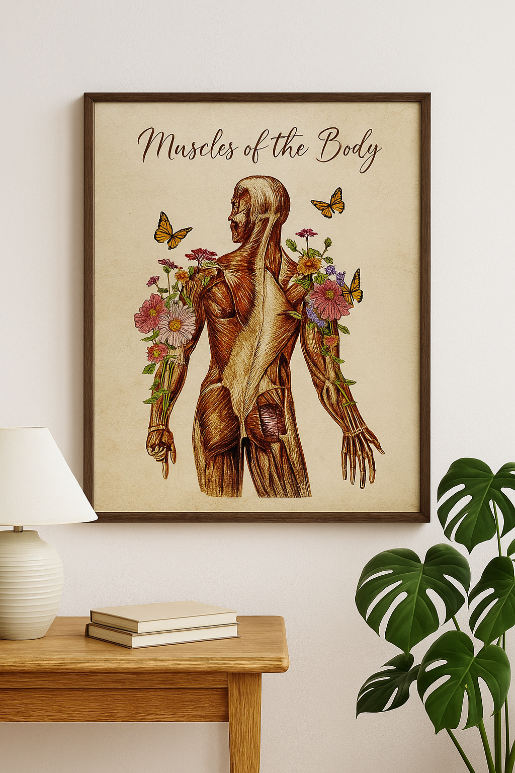 Anatomical Muscle System Art Print with Floral and Butterfly Design — Muscles of the Human Body Wall Art Poster Anatomical Muscle System Art Print with Floral and Butterfly Design — Muscles of the Human Body Wall Art Poster