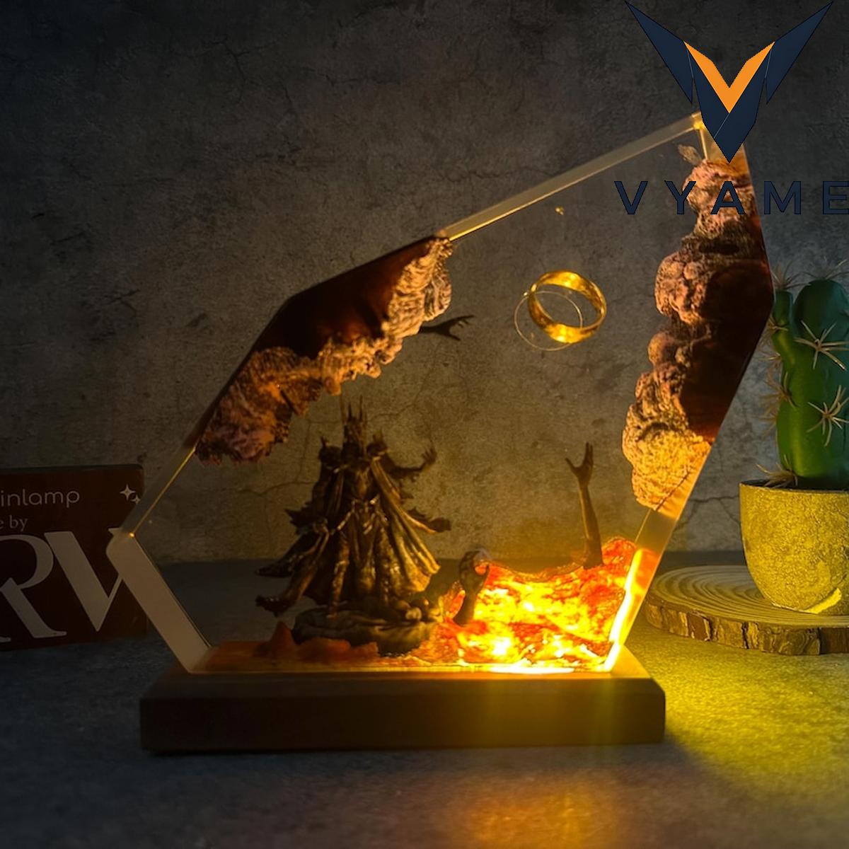 Custom Diorama Power Ring Epoxy Resin Lamp - Unique Night Light, Christmas & Halloween Home Decor Gift for Him Custom Diorama Power Ring Epoxy Resin Lamp - Unique Night Light, Christmas & Halloween Home Decor Gift for Him