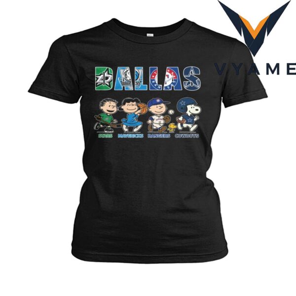 Dallas Sports Teams T-Shirt – Peanuts Characters x Cowboys, Mavericks, Stars & Rangers