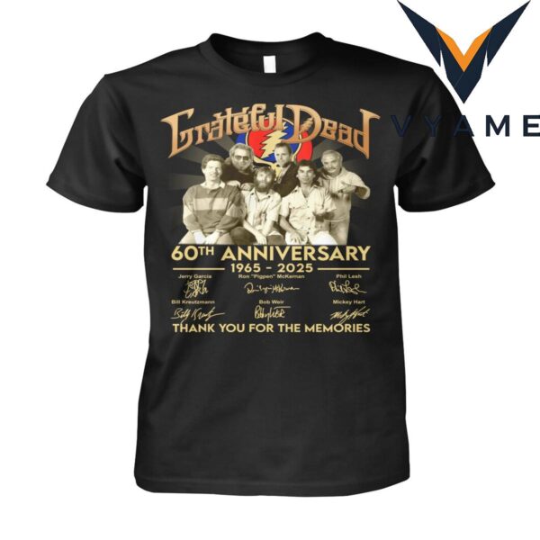 Grateful Dead 60th Anniversary 1965-2025 Thank You For The Memories T-Shirt