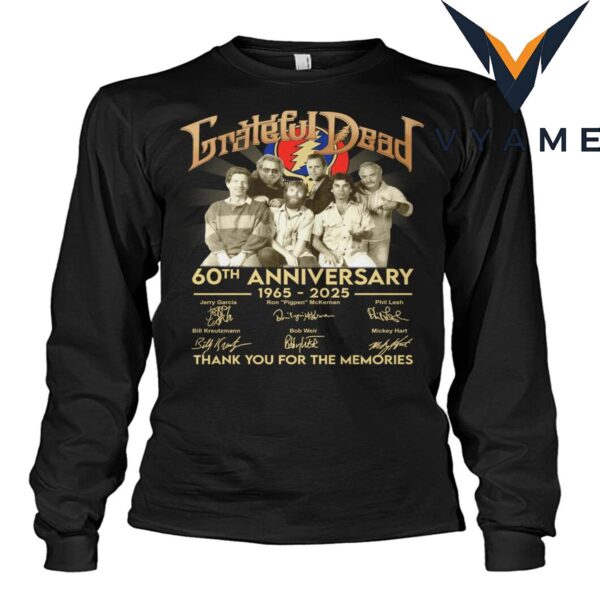 Grateful Dead 60th Anniversary 1965-2025 Thank You For The Memories T-Shirt