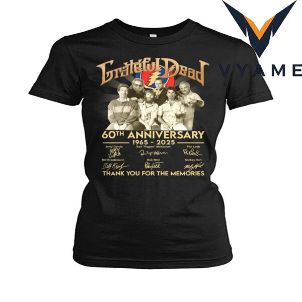 Grateful Dead 60th Anniversary 1965-2025 Thank You For The Memories T-Shirt
