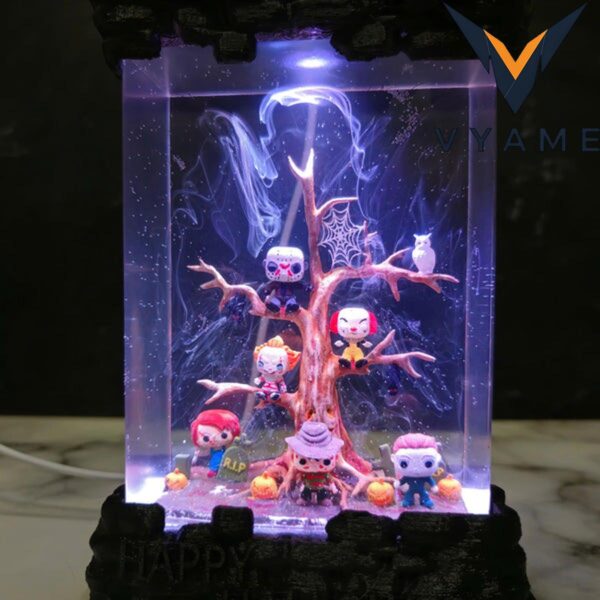 Halloween Horror Epoxy Resin Lamp — Spooky Glow-in-the-Dark Table Light
