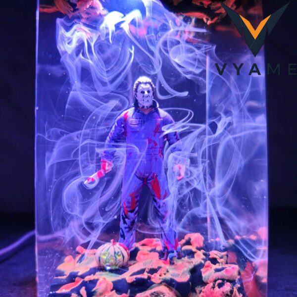 Halloween Horror Epoxy Resin Lamp — Spooky Glow-in-the-Dark Table Light