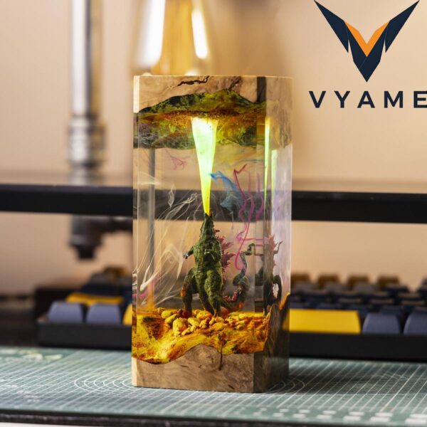 Handmade Godzilla Epoxy Resin Lamp – Unique Night Light, Cool Gift for Movie Fans & Home Décor