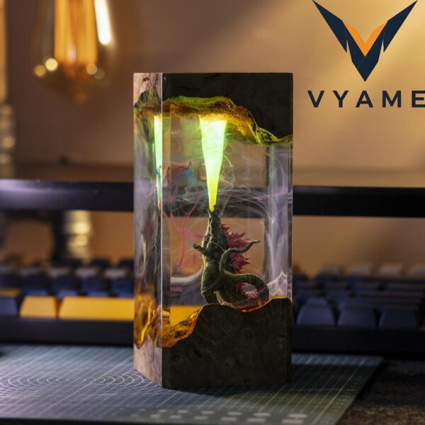 Handmade Godzilla Epoxy Resin Lamp – Unique Night Light, Cool Gift for Movie Fans & Home Décor