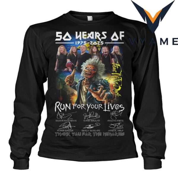 Iron Maiden 50 Years Run For Your Lives T-Shirt 1975-2025