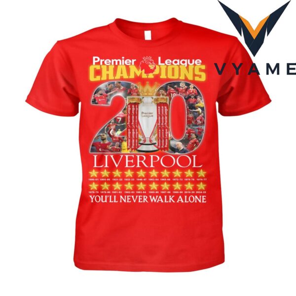 Liverpool 20 Times Premier League Champions Commemorative T-Shirt