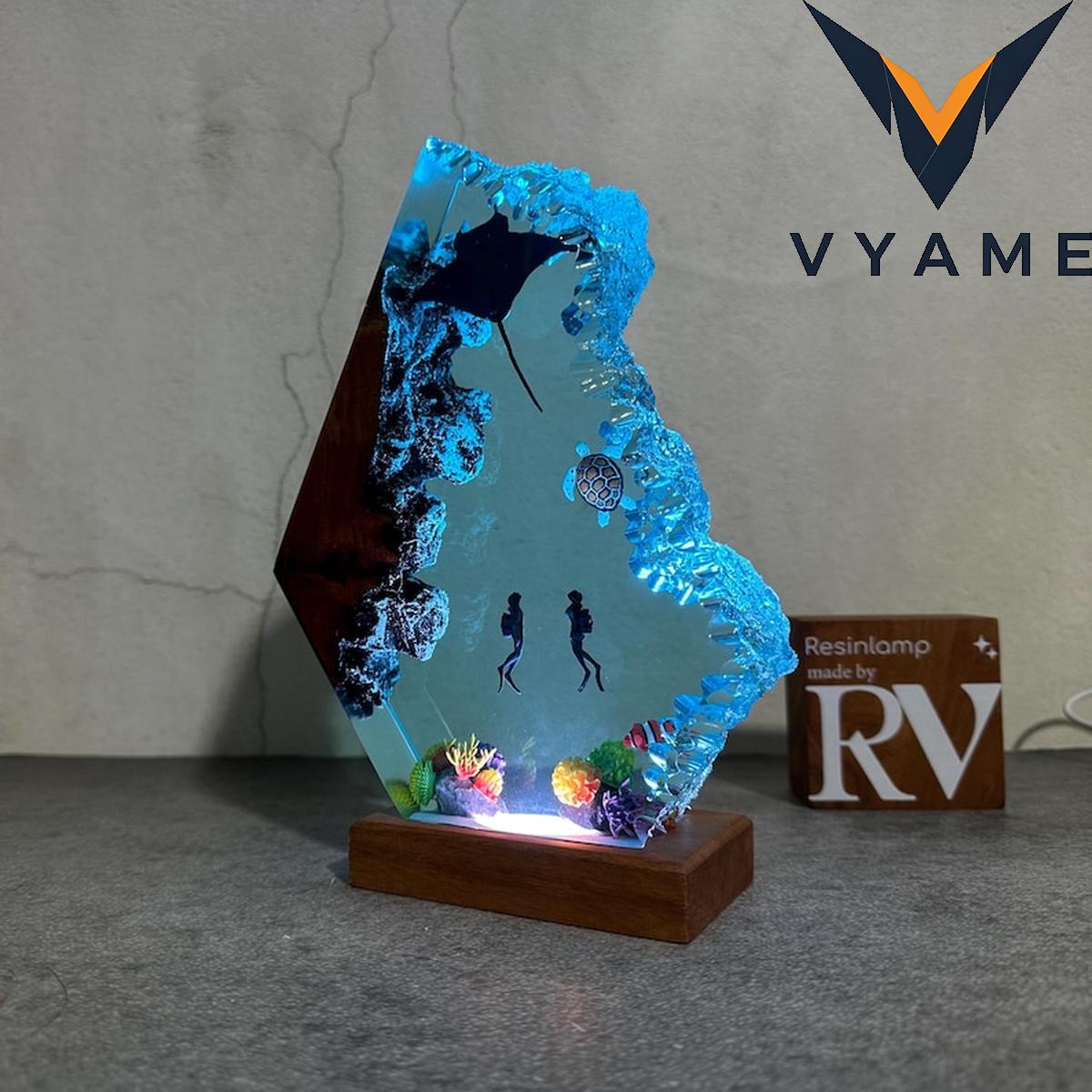 Manta Rays & Diver Resin Lamp Manta Rays & Diver Resin Lamp