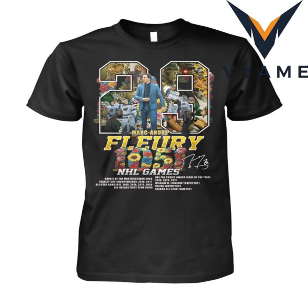 Marc-Andre Fleury 1051 NHL Games Signature T-Shirt
