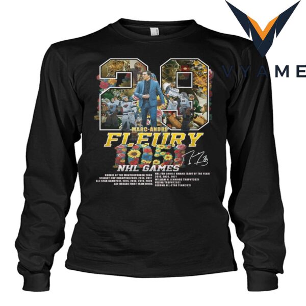 Marc-Andre Fleury 1051 NHL Games Signature T-Shirt