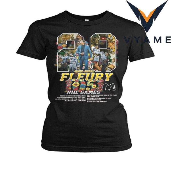 Marc-Andre Fleury 1051 NHL Games Signature T-Shirt