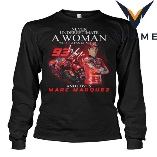 MotoGP Fan T-Shirt – ‘Never Underestimate a Woman Who Loves Marc Márquez’