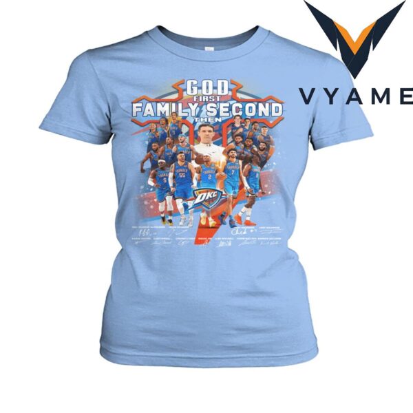 OKC Thunder Faith-Based Fan Tee – ‘Family & Basketball’ Priority Slogan Shirt