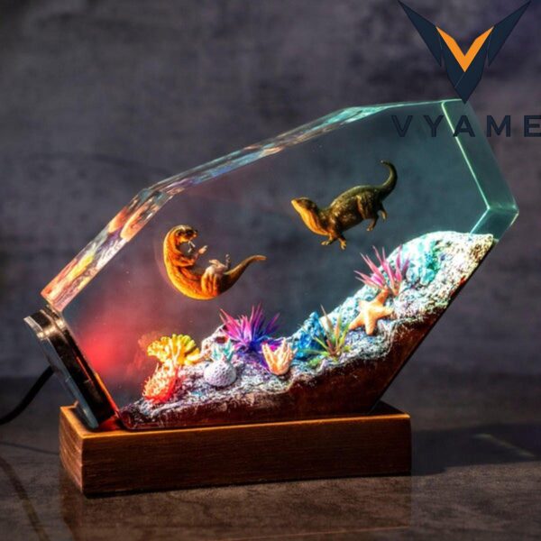 Otter Couple Resin Night Light – Handmade Unique Gift for Couples, Cute Animal Lover Home & Bedroom Décor