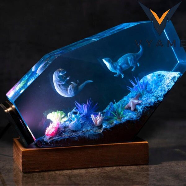 Otter Couple Resin Night Light – Handmade Unique Gift for Couples, Cute Animal Lover Home & Bedroom Décor