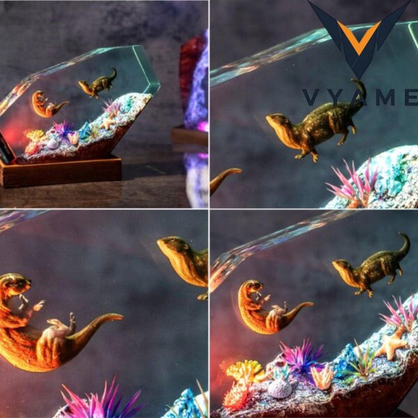 Otter Couple Resin Night Light – Handmade Unique Gift for Couples, Cute Animal Lover Home & Bedroom Décor