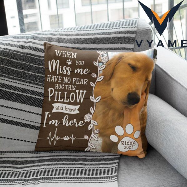 Personalized Heaven Dog Pillow – Christmas Gift with Photo Upload – ‘My Love is Always Near’ Custom Hug Pillow