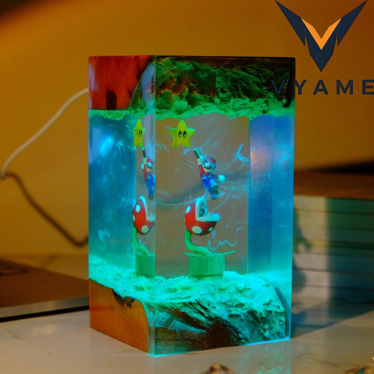 Super Mario Resin LED Night Light - Handmade Custom Gaming Decor Gift Super Mario Resin LED Night Light - Handmade Custom Gaming Decor Gift