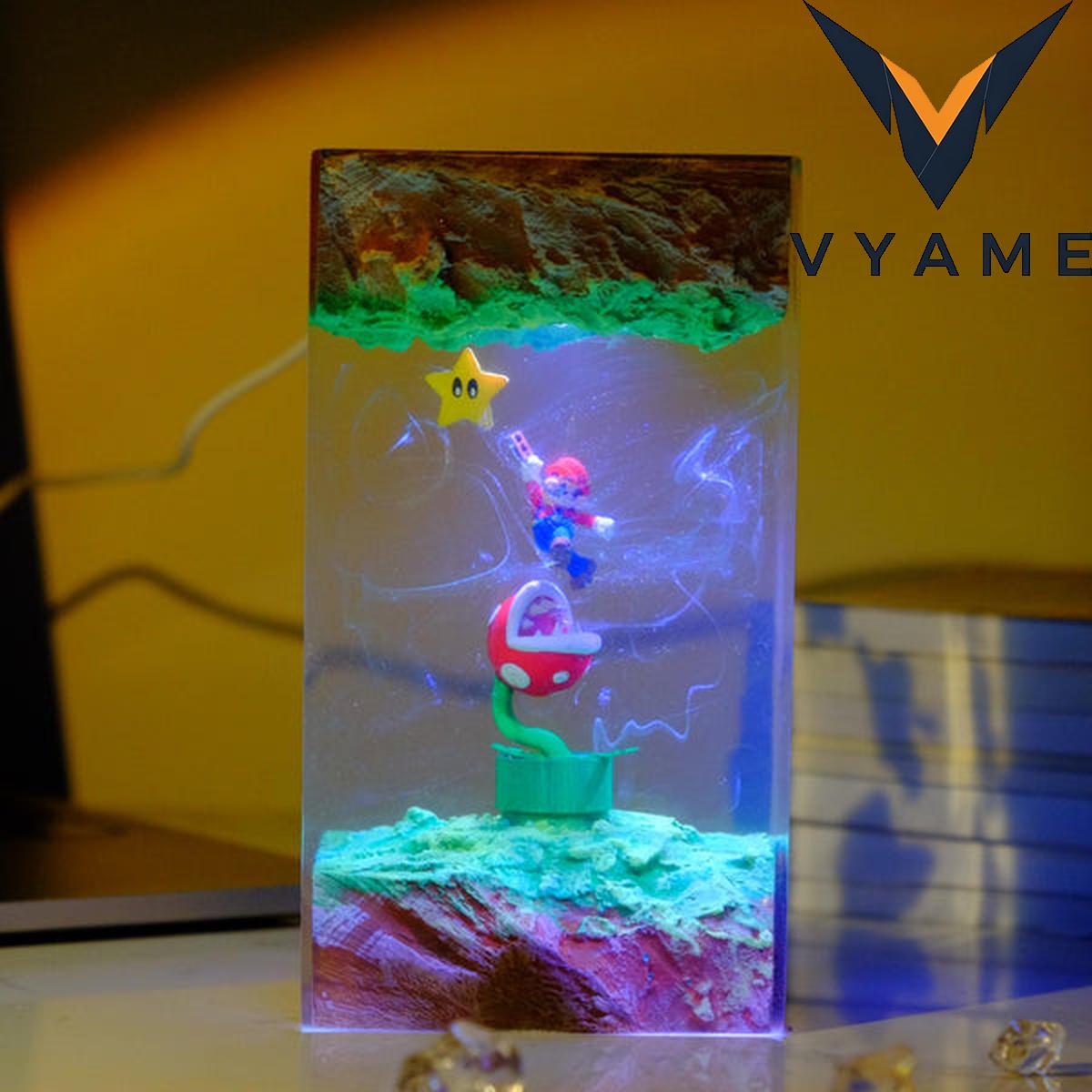 Super Mario Resin LED Night Light - Handmade Custom Gaming Decor Gift Super Mario Resin LED Night Light - Handmade Custom Gaming Decor Gift
