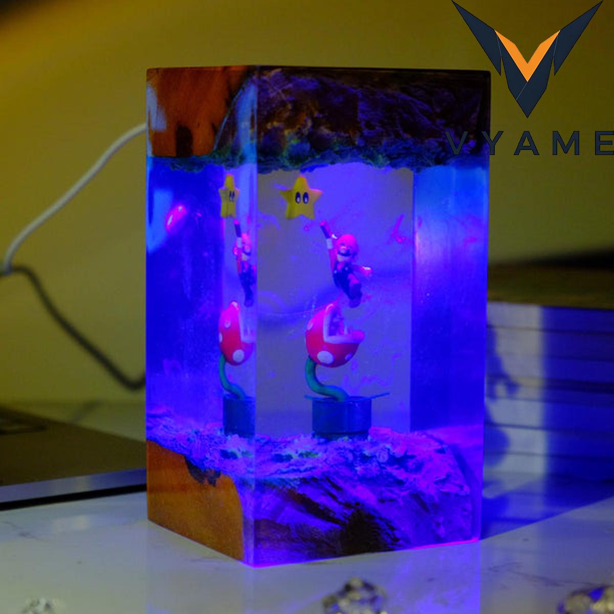 Super Mario Resin LED Night Light - Handmade Custom Gaming Decor Gift Super Mario Resin LED Night Light - Handmade Custom Gaming Decor Gift
