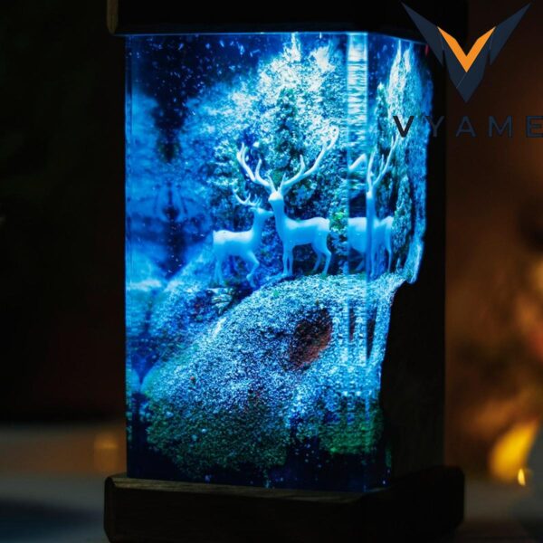 Winter Deer Scene Resin Night Light
