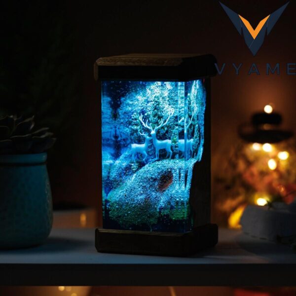 Winter Deer Scene Resin Night Light