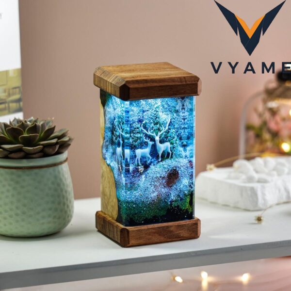 Winter Deer Scene Resin Night Light