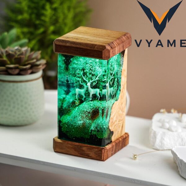 Winter Deer Scene Resin Night Light