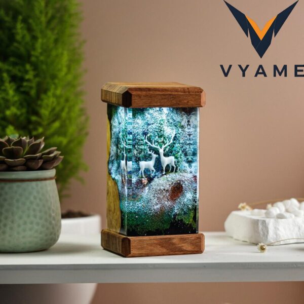 Winter Deer Scene Resin Night Light
