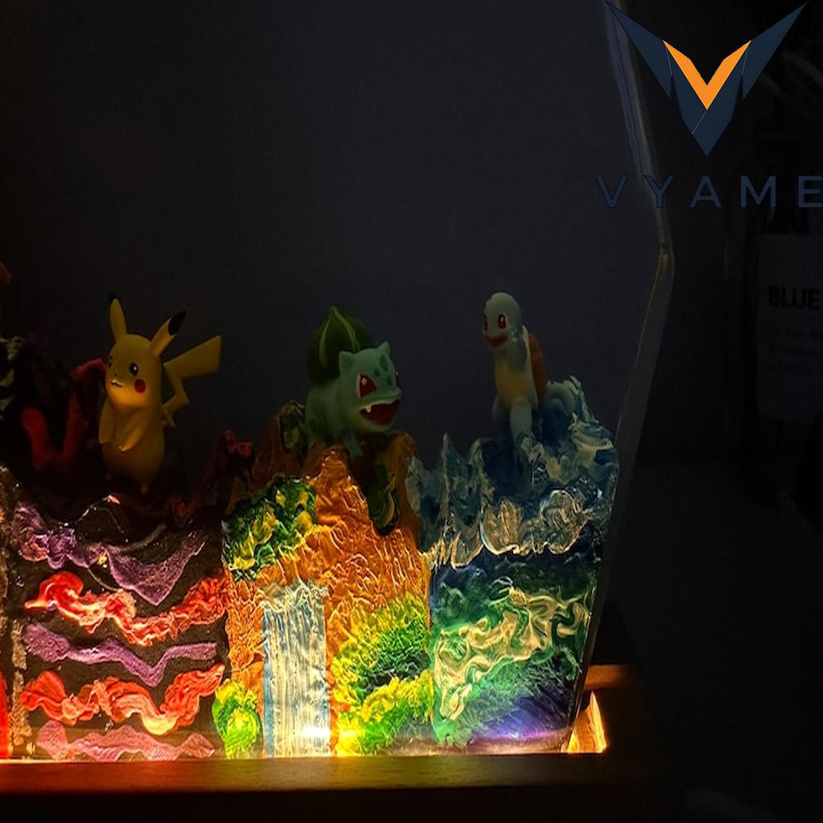 Custom, handmade epoxy resin lamps featuring Pokemon, designed as night lights and unique gifts Custom, handmade epoxy resin lamps featuring Pokemon, designed as night lights and unique gifts