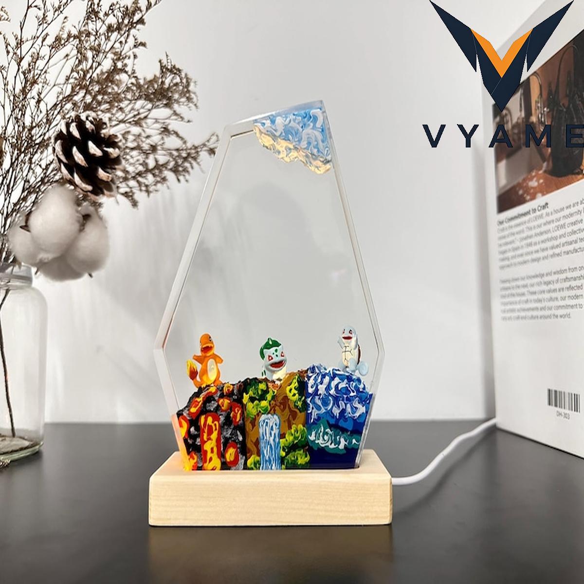 Custom, handmade epoxy resin lamps featuring Pokemon, designed as night lights and unique gifts Custom, handmade epoxy resin lamps featuring Pokemon, designed as night lights and unique gifts