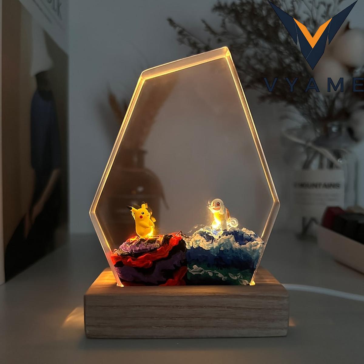 Custom, handmade epoxy resin lamps featuring Pokemon, designed as night lights and unique gifts Custom, handmade epoxy resin lamps featuring Pokemon, designed as night lights and unique gifts