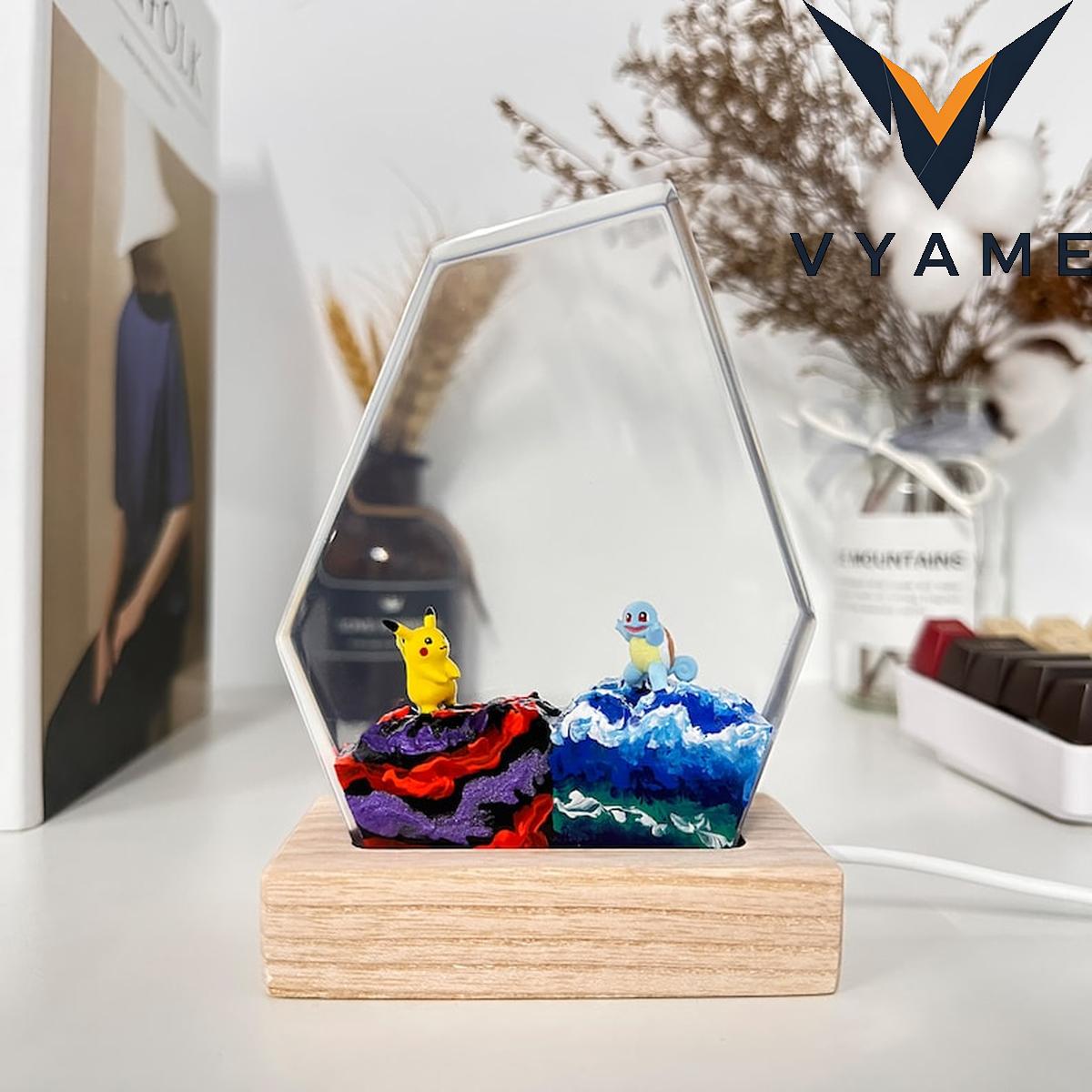 Custom, handmade epoxy resin lamps featuring Pokemon, designed as night lights and unique gifts Custom, handmade epoxy resin lamps featuring Pokemon, designed as night lights and unique gifts