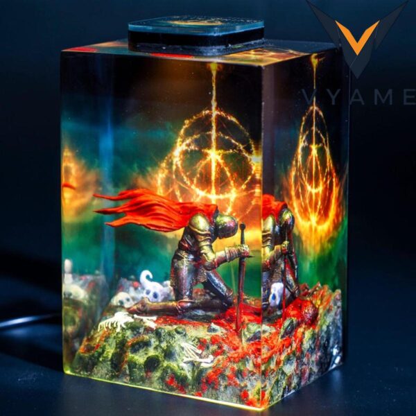 Dark Fantasy Warrior Resin Lamp – Epic Gaming Diorama Night Light