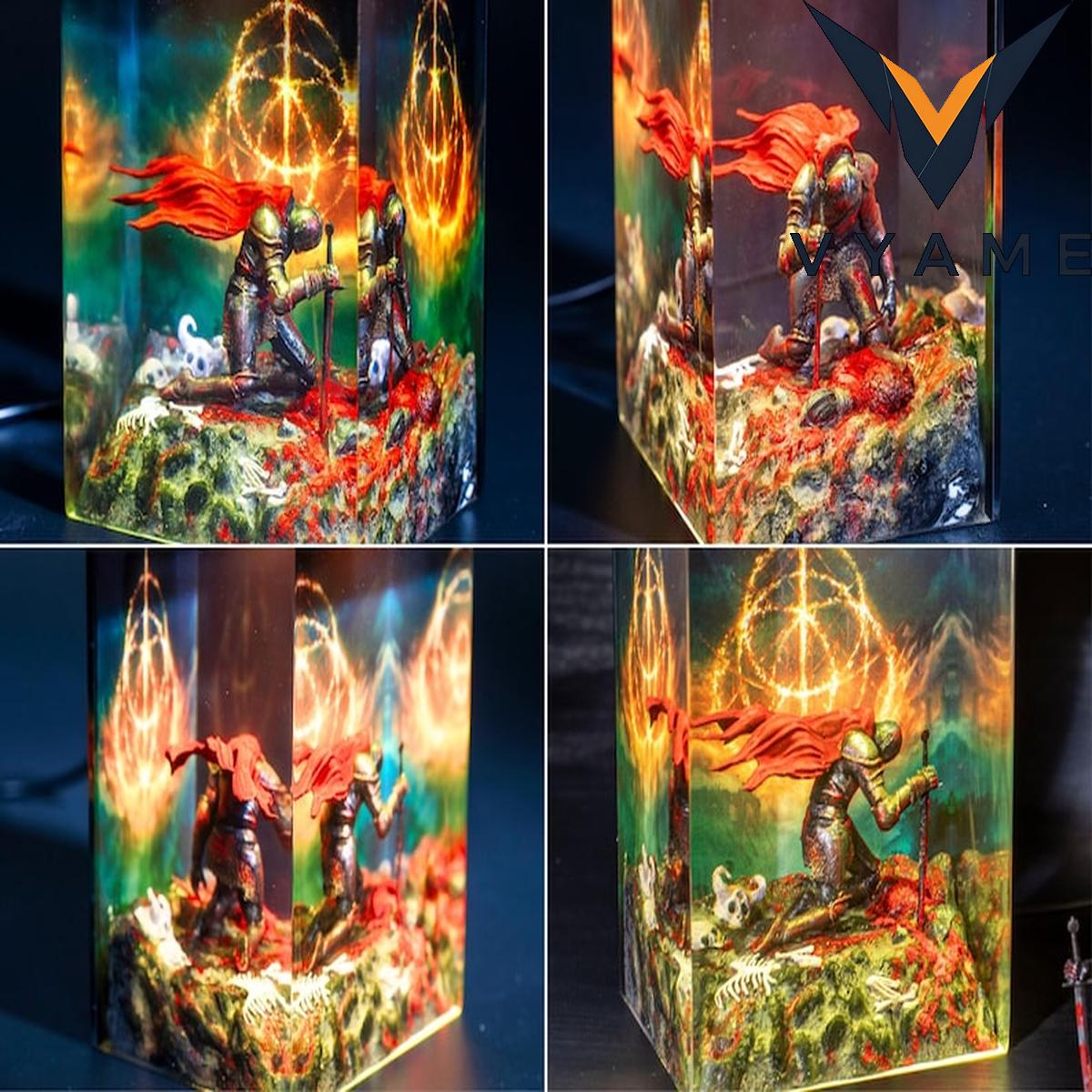 Dark Fantasy Warrior Resin Lamp - Epic Gaming Diorama Night Light Dark Fantasy Warrior Resin Lamp - Epic Gaming Diorama Night Light