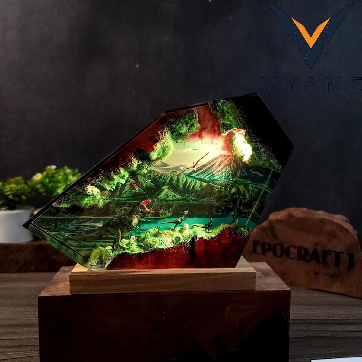 Dinosaur Epoxy Resin Lamp - 3D Volcano Night Light LED Desk Decor Gift Dinosaur Epoxy Resin Lamp - 3D Volcano Night Light LED Desk Decor Gift