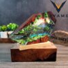 Dinosaur Epoxy Resin Lamp 3D Volcano Night Light LED Desk Decor Gift