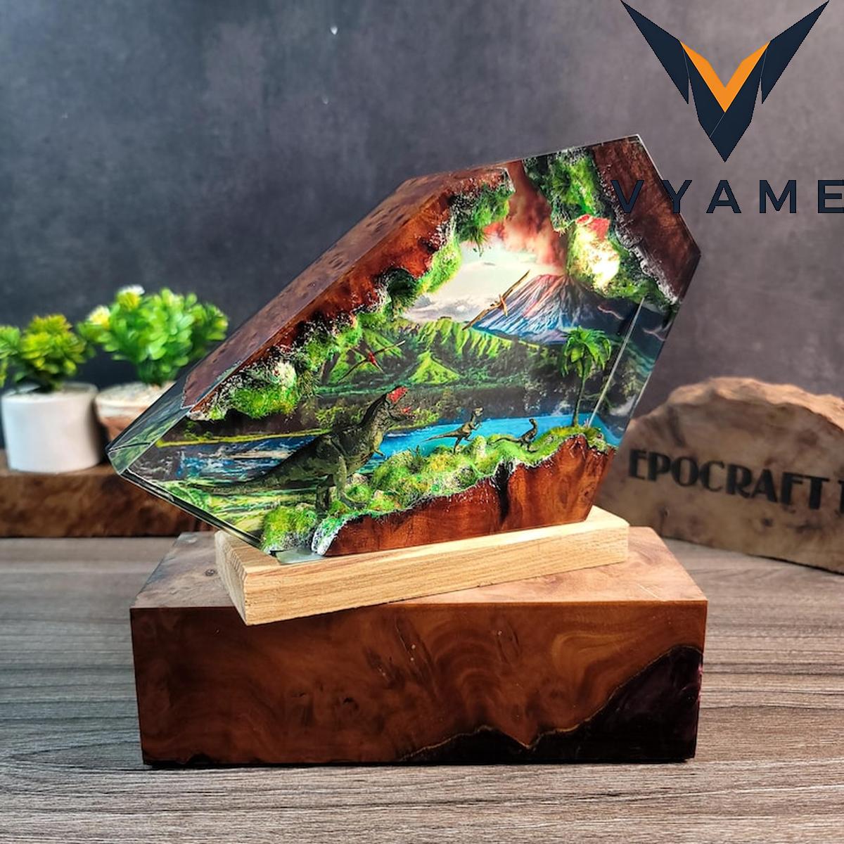 Dinosaur Epoxy Resin Lamp - 3D Volcano Night Light LED Desk Decor Gift Dinosaur Epoxy Resin Lamp - 3D Volcano Night Light LED Desk Decor Gift